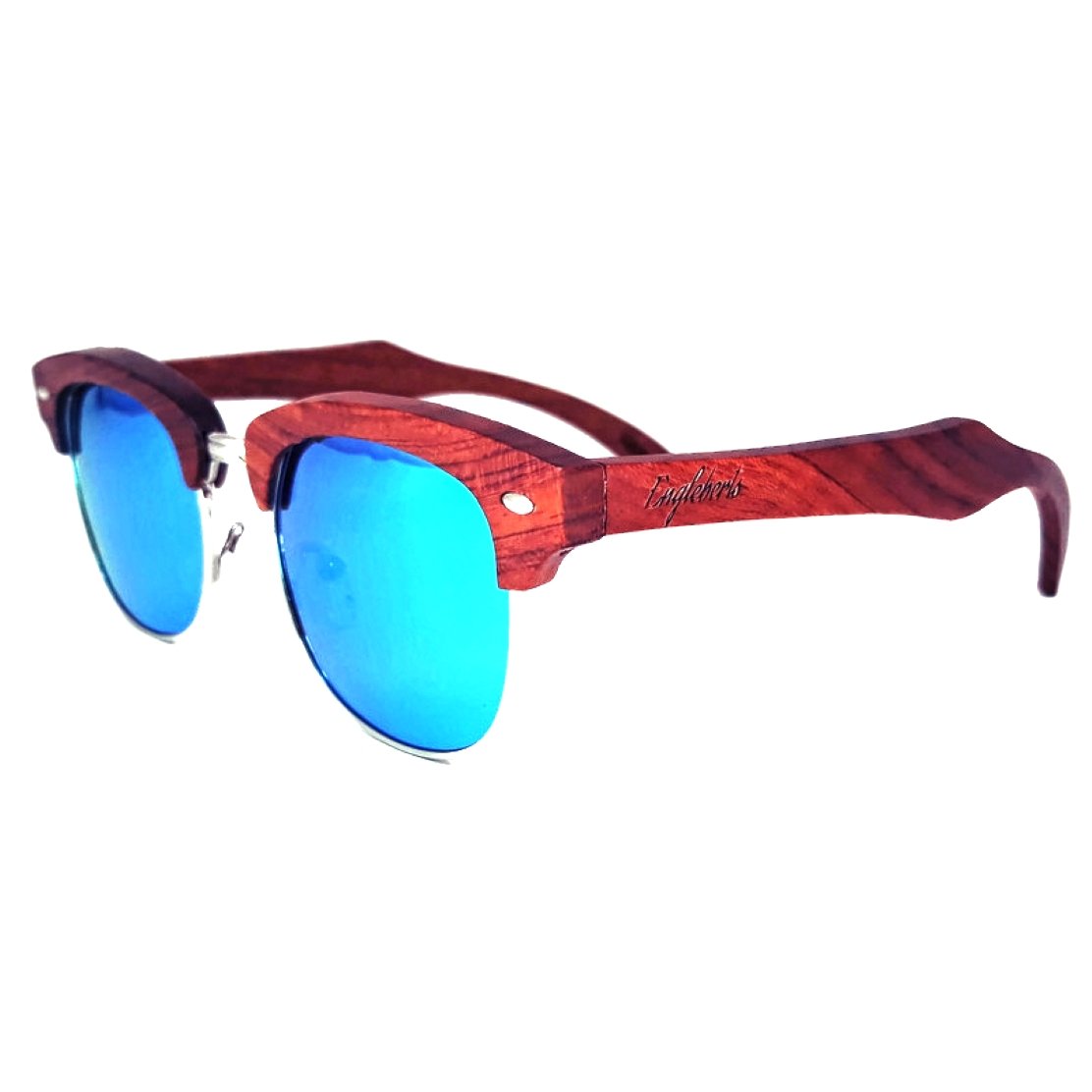 Brazilian Pear Wood Sunglasses, Ice Blue Polarized Lenses