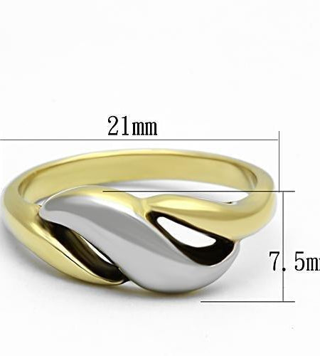 TK1089 - Two-Tone IP Gold (Ion Plating) Stainless Steel Ring with No