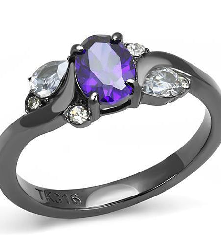 TK3169 - IP Light Black  (IP Gun) Stainless Steel Ring with AAA Grade